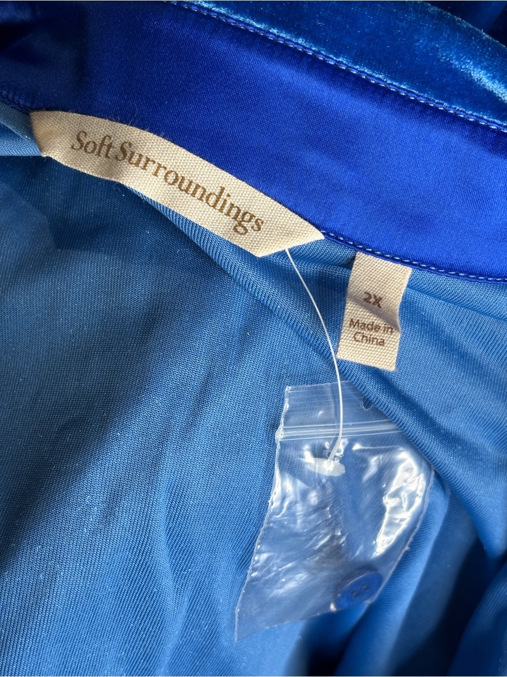 Soft Surroundings | Velvet Shimmer Button Front Blouse Top Blue | 2X | Stretch - Picture 4 of 6